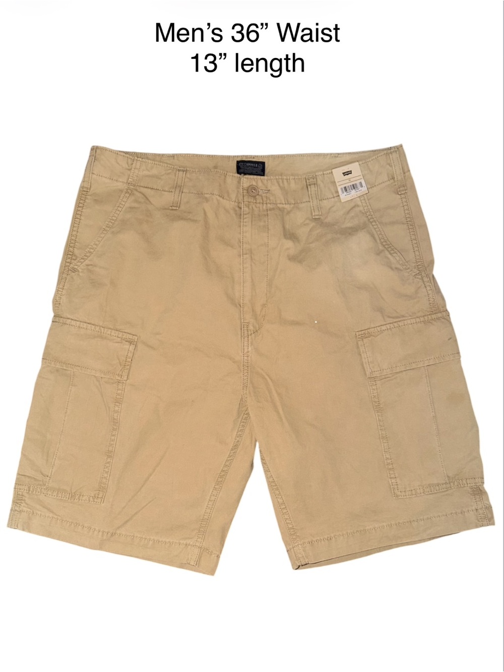 NWT Levi's Men's Cargo Shorts. Color Tan-Harvest Gold-Waist 36”.